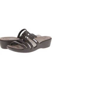 Crocs Rhonda women’s strappy slip on sandals brown size 9
